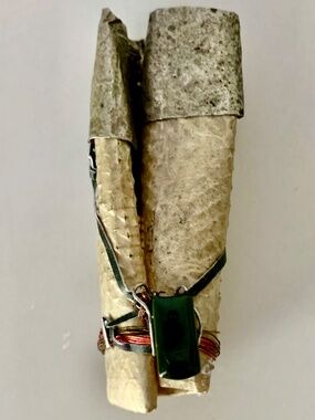1990s Artisan Mixed Media Brooch | Del Mano Gallery | Wire Stone Cardboard